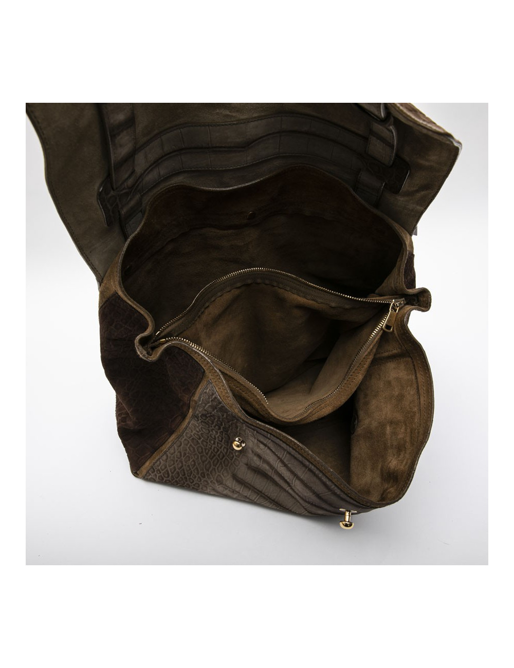 YVES SAINT LAURENT Muse II bag in brown leather with crocodile pattern