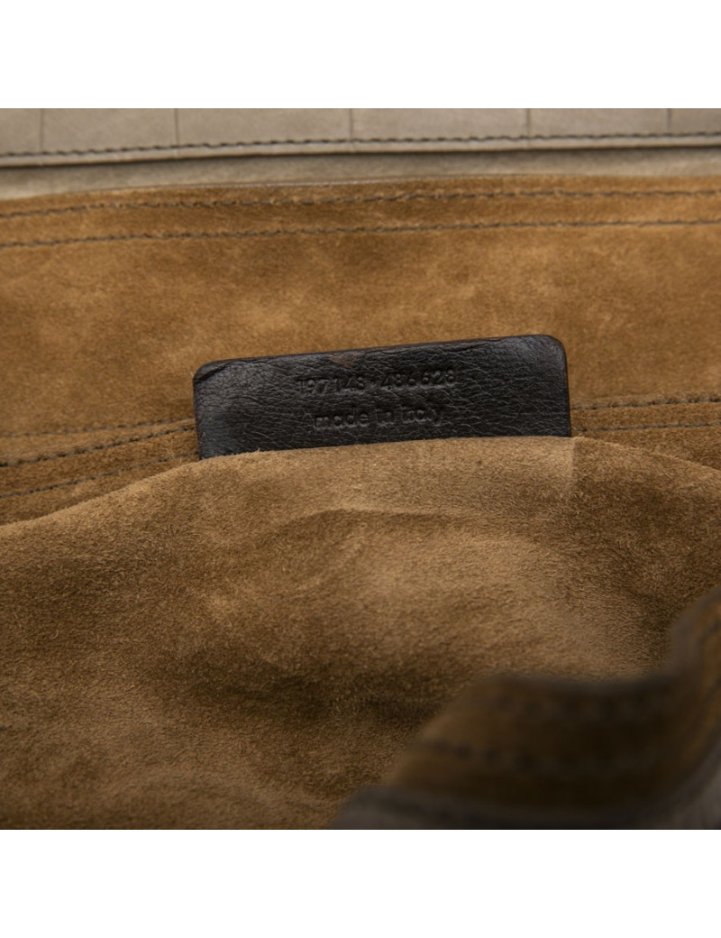 YVES SAINT LAURENT Muse II bag in brown leather with crocodile pattern