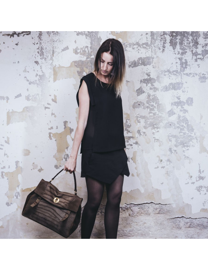 YVES SAINT LAURENT Muse II bag in brown leather with crocodile pattern