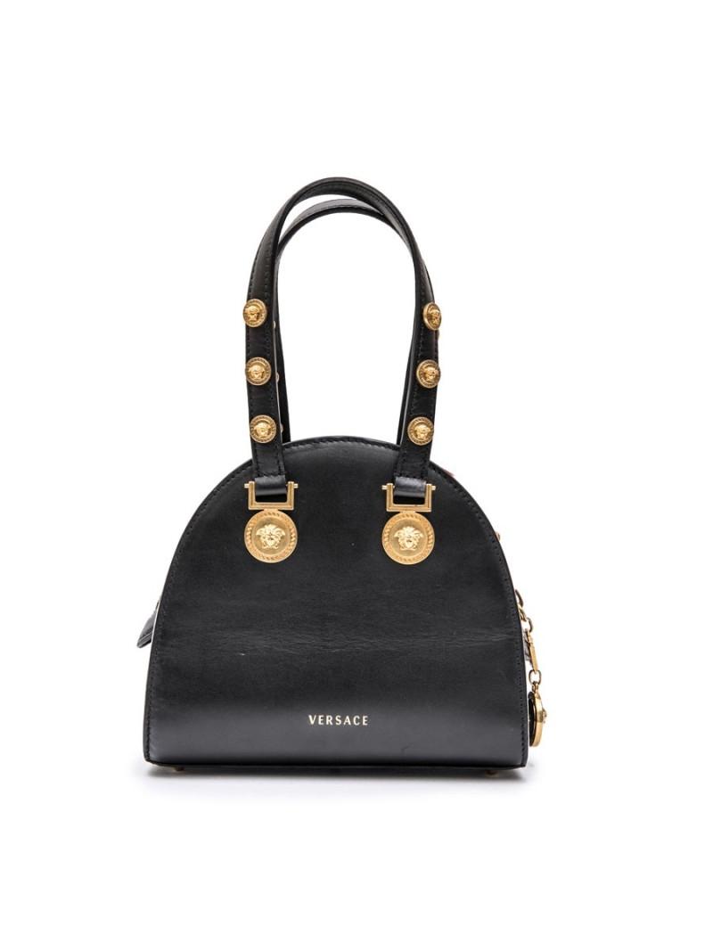 VERSACE 'Tribute' bowling bag in black calfskin leather