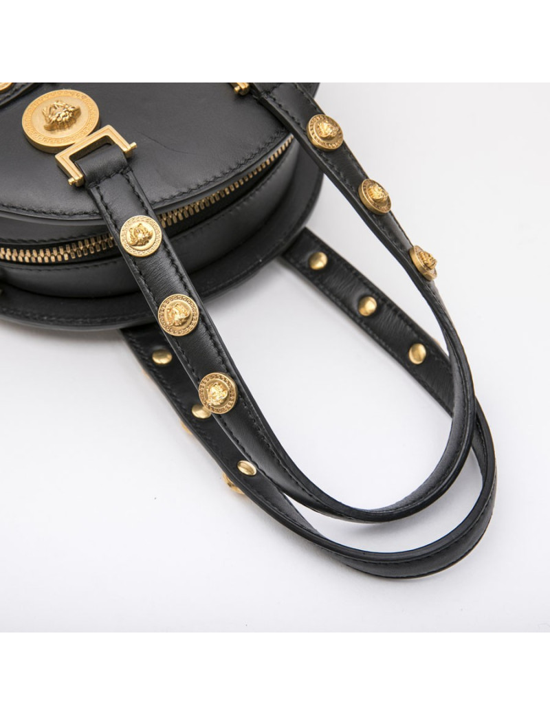 VERSACE 'Tribute' bowling bag in black calfskin leather
