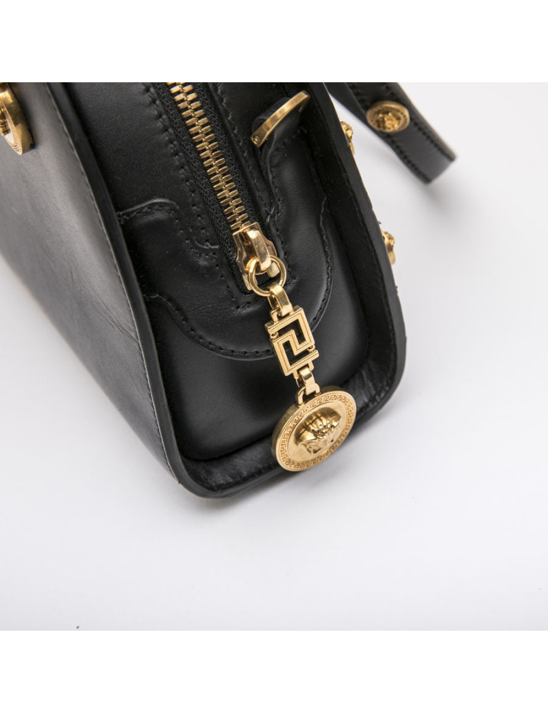 VERSACE 'Tribute' bowling bag in black calfskin leather