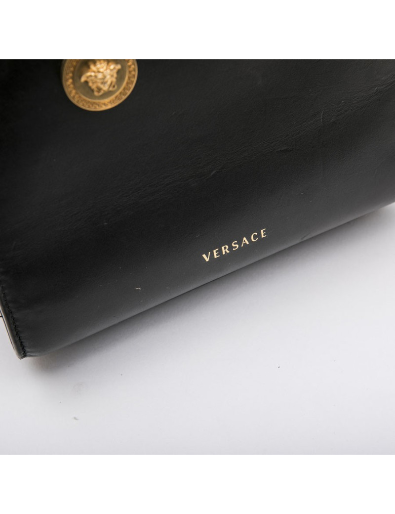 VERSACE 'Tribute' bowling bag in black calfskin leather