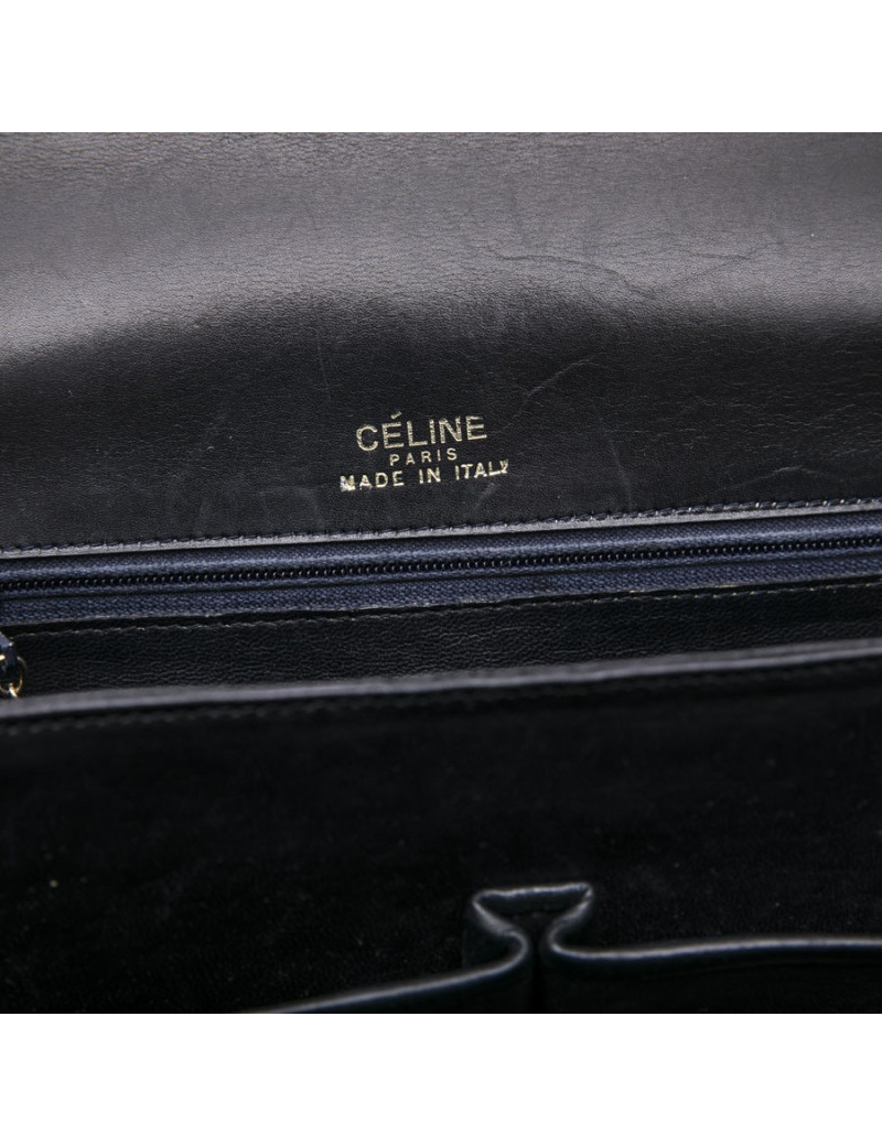 CELINE Vintage bag in smooth navy leather