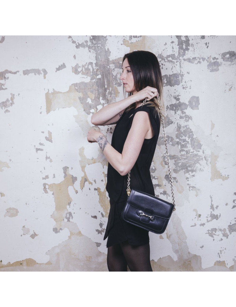 CELINE Vintage bag in smooth navy leather