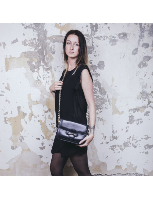 CELINE Vintage bag in smooth navy leather