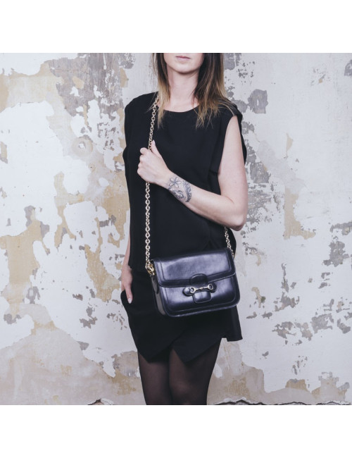 CELINE Vintage bag in smooth navy leather