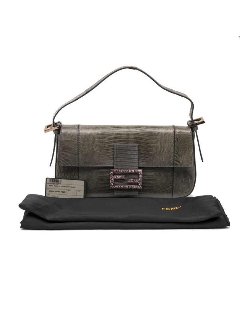Sac Baguette FENDI lezard vert 