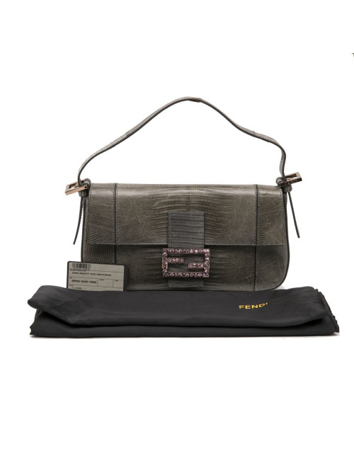 Sac Baguette FENDI lezard vert 