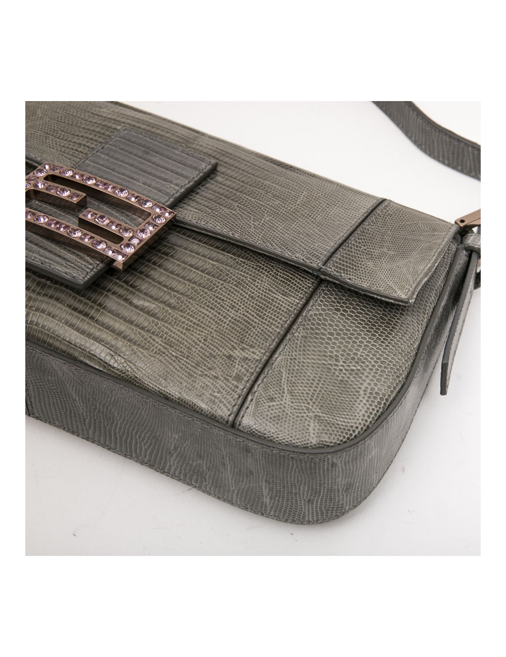 Sac Baguette FENDI lezard vert 