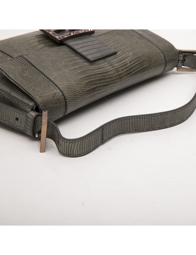 Sac Baguette FENDI lezard vert 