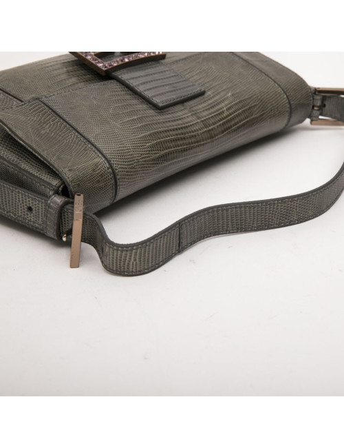 Sac Baguette FENDI lezard vert 