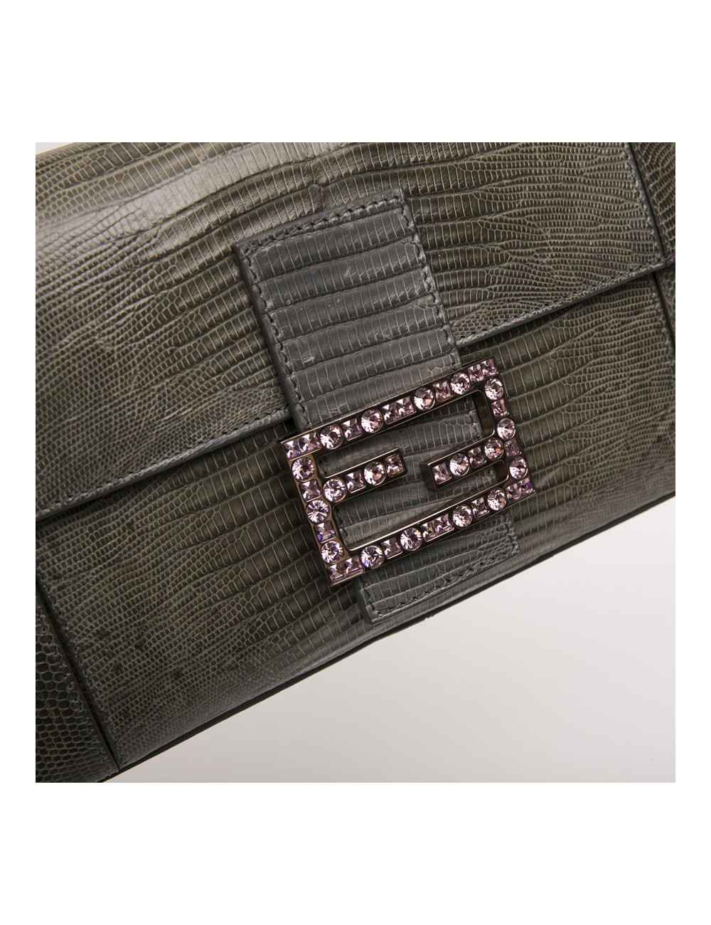 Sac Baguette FENDI lezard vert 