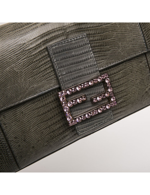 Sac Baguette FENDI lezard vert 