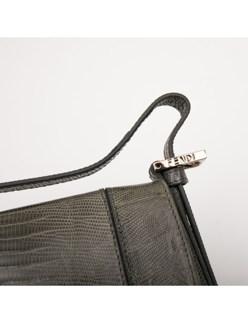 Sac Baguette FENDI lezard vert 