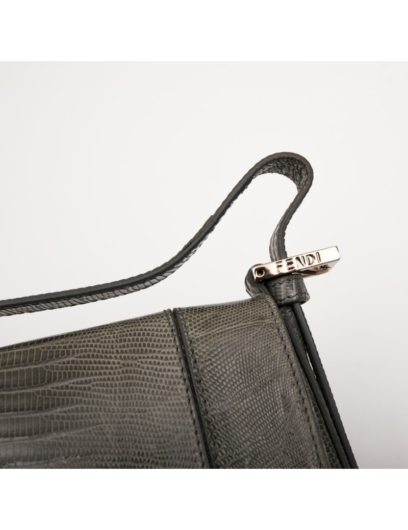 Sac Baguette  FENDI lezard vert d'eau