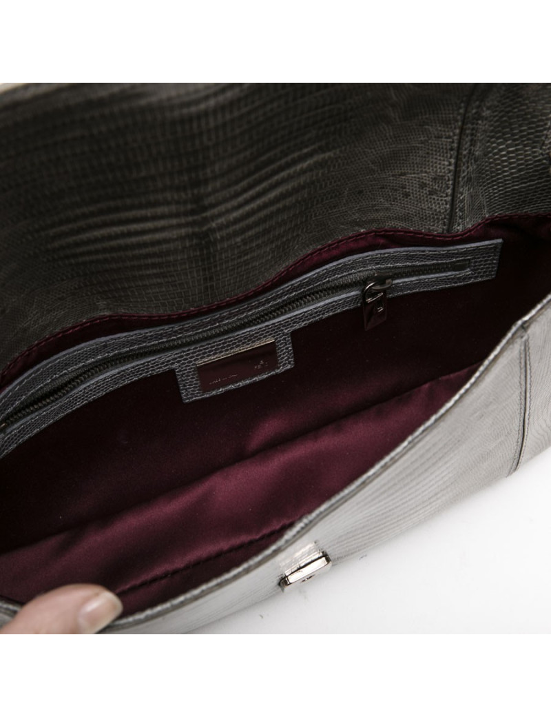 Sac Baguette  FENDI lezard vert d'eau