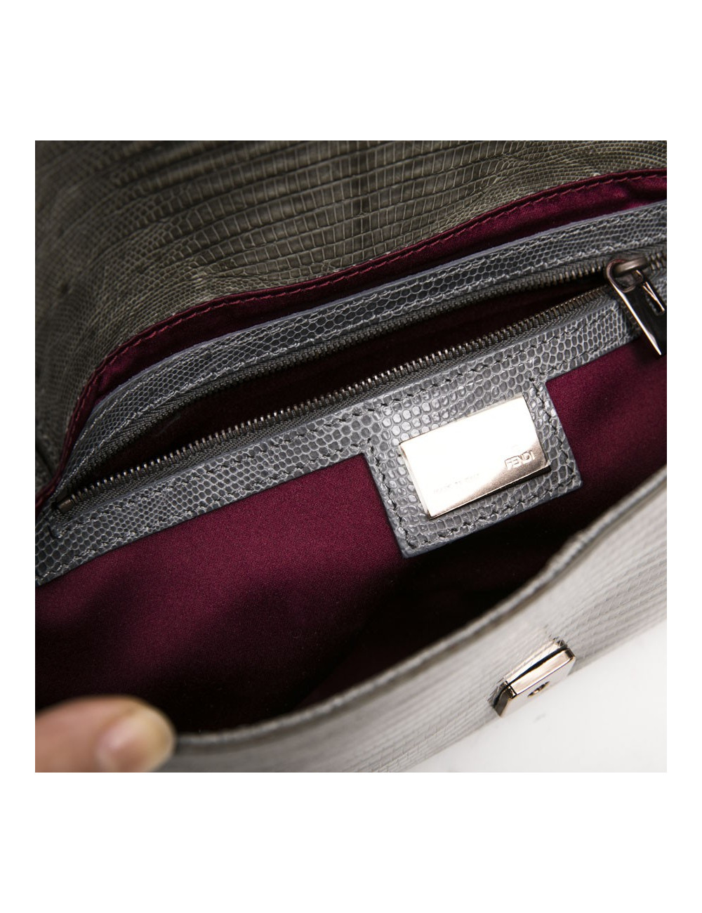 Sac Baguette FENDI lezard vert 