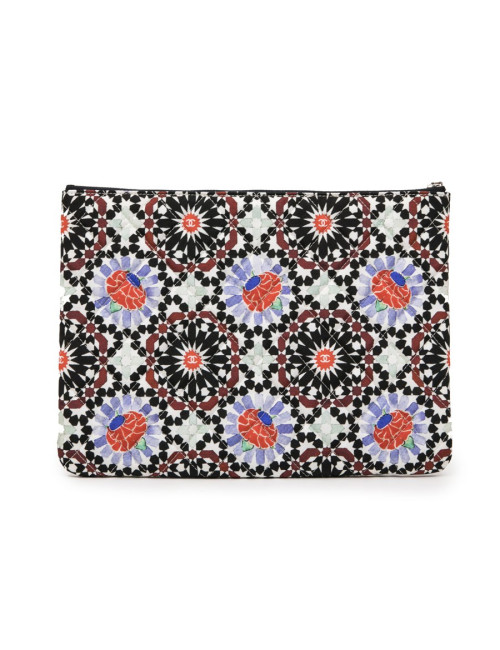 CHANEL clutch in multicolored quilted canvas