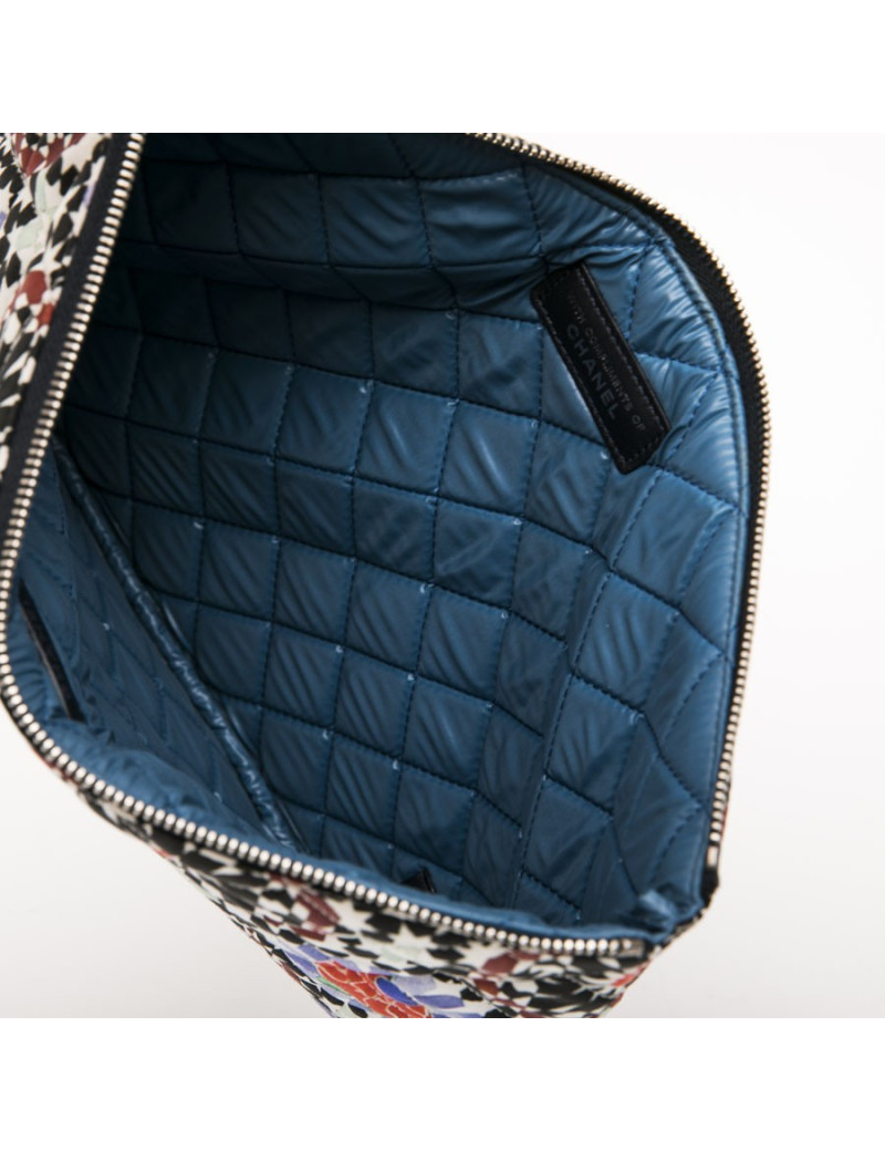 CHANEL clutch in multicolored quilted canvas