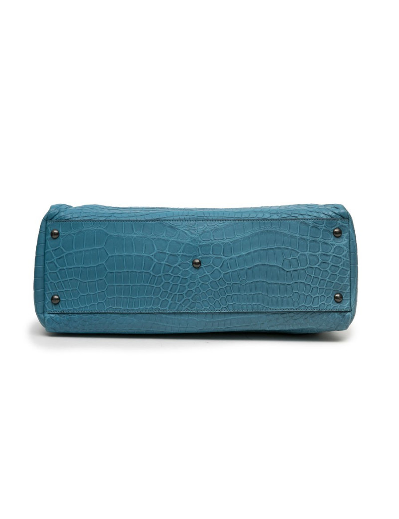 Sac Peekaboo Fendi crocodile bleu turquoise