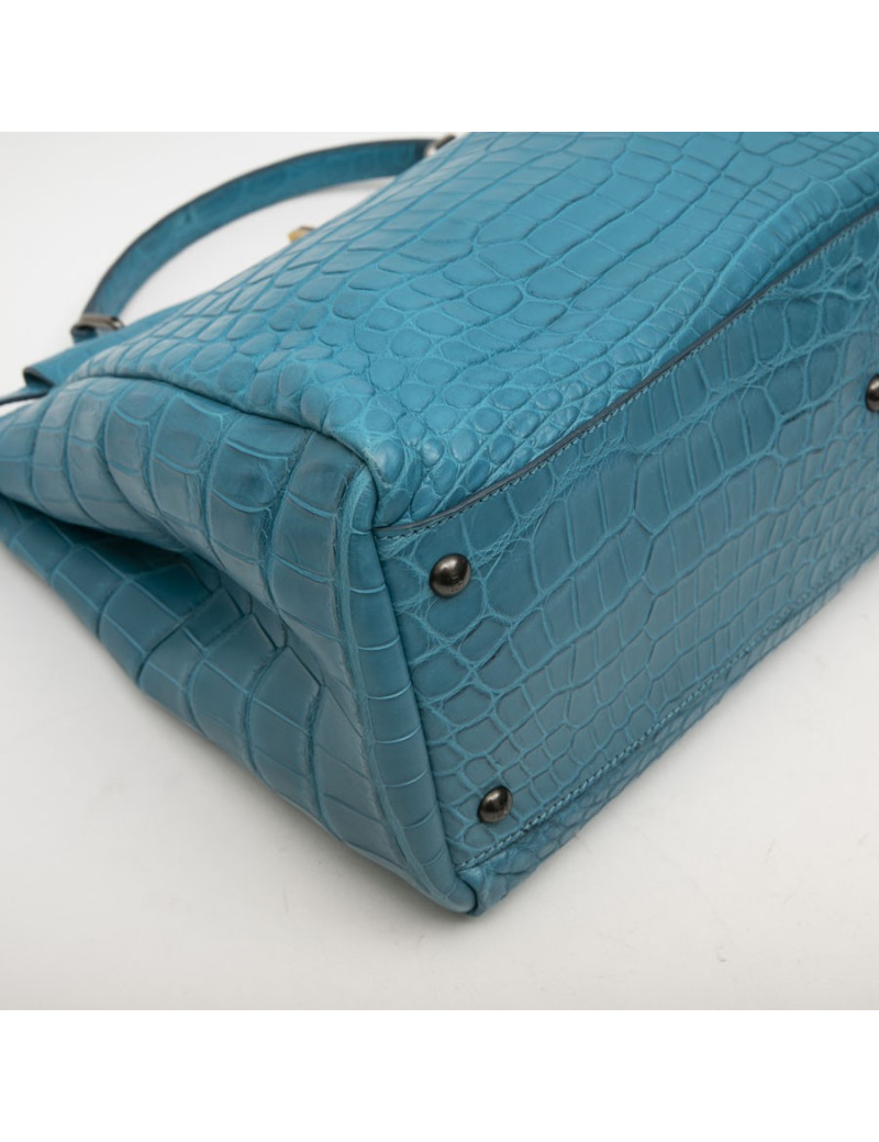 Sac Peekaboo Fendi crocodile bleu turquoise