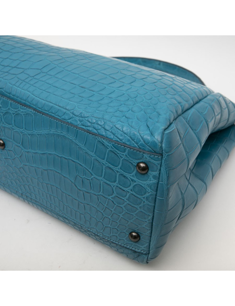 Sac Peekaboo Fendi crocodile bleu turquoise