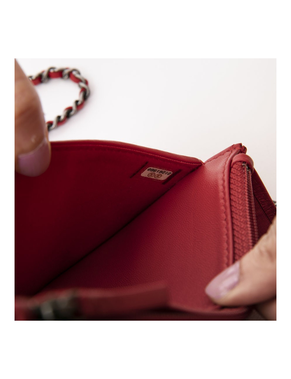 CHANEL Paris Salzburg mini flap bag in multicolored tweed and red leather