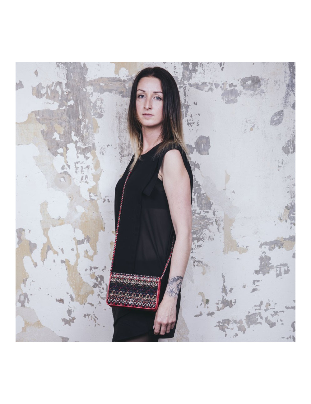 CHANEL Paris Salzburg mini flap bag in multicolored tweed and red leather