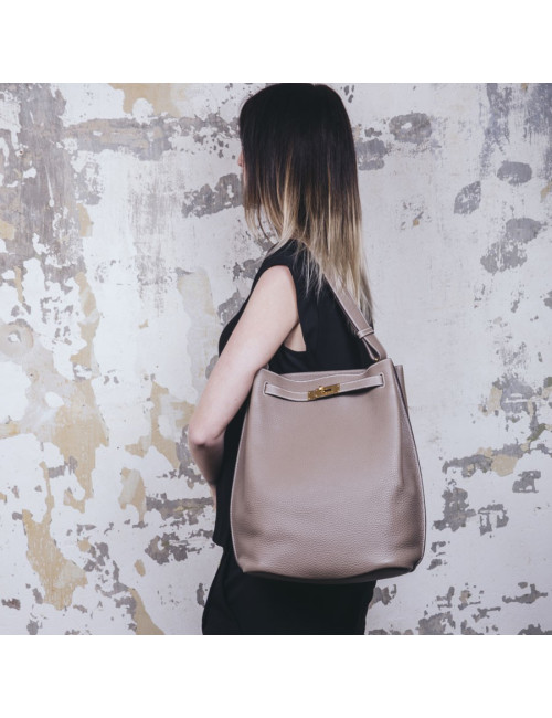Sac  So Kelly HERMES cuir taurillon clémence étoupe