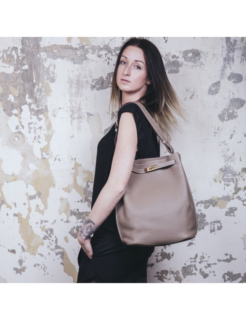Sac  So Kelly HERMES cuir taurillon clémence étoupe