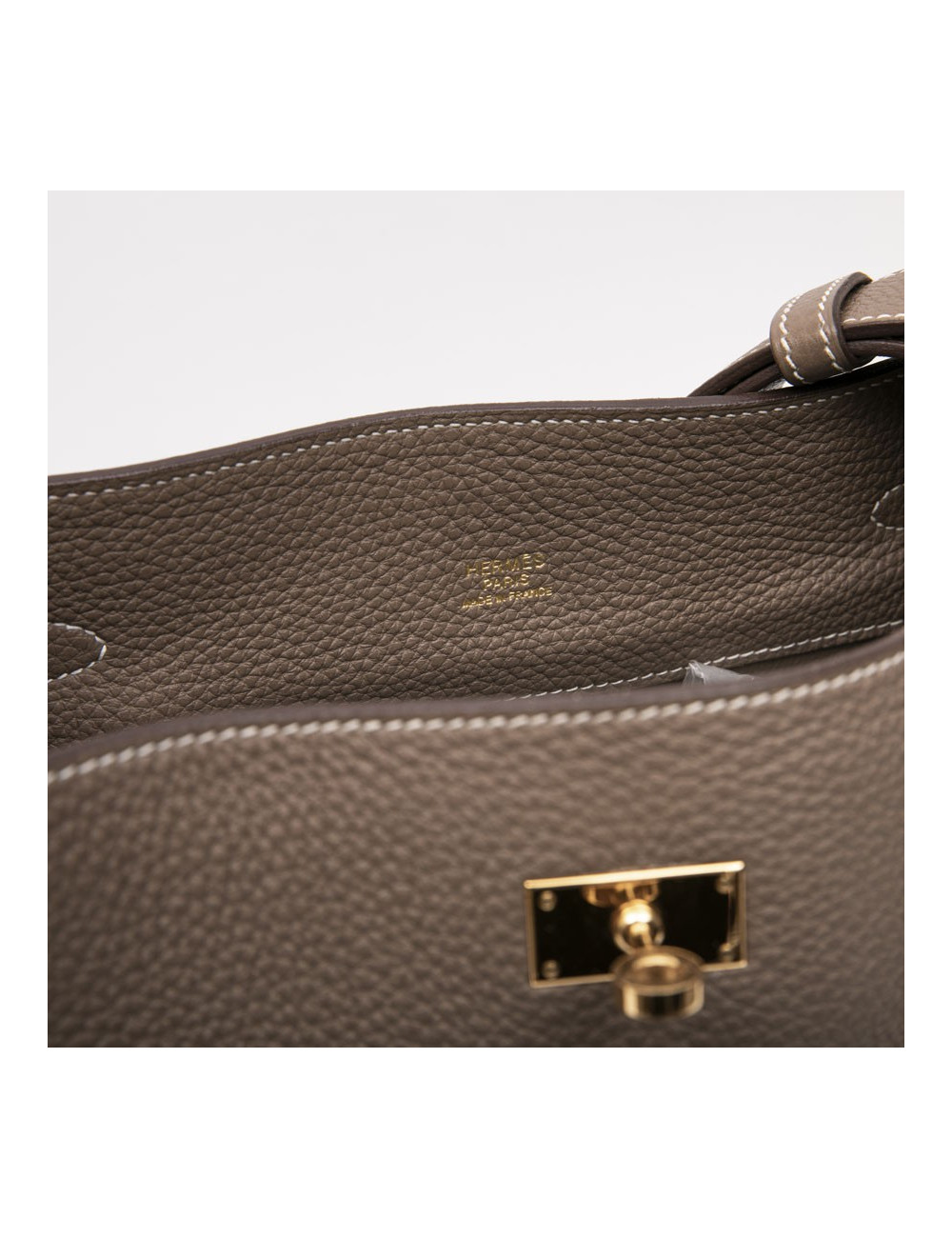 HERMES So Kelly bag in étoupe clémence taurillon leather