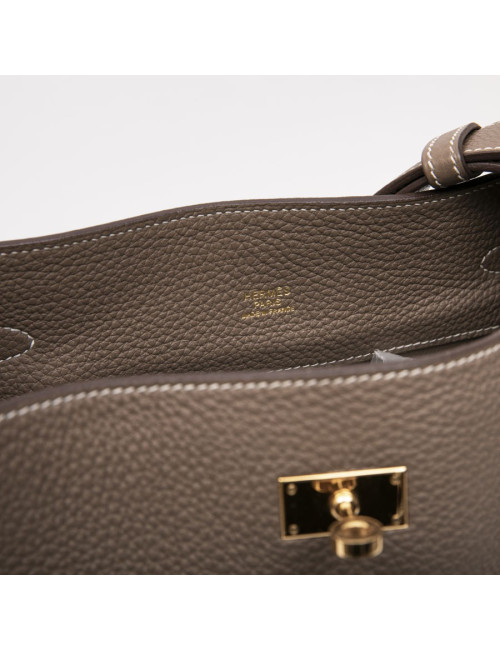 HERMES So Kelly bag in étoupe clémence taurillon leather