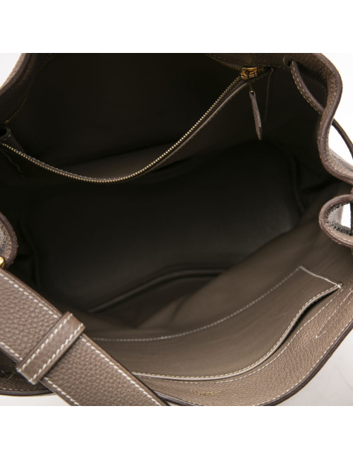 Sac  So Kelly HERMES cuir taurillon clémence étoupe