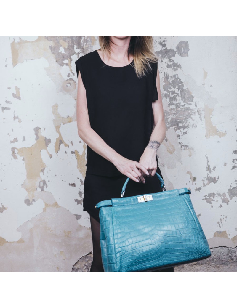 Peekaboo Fendi bleu turquoise