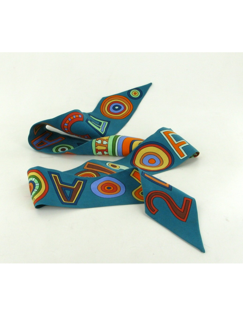 Twilly Hermès "24 fbg" en soie vert émeraude