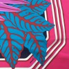 Carré géant HERMES 'Les perroquets' en soie rose et bleu