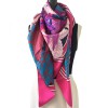 HERMES 'Les Perroquets' scarf in bright pink, navy and blue silk