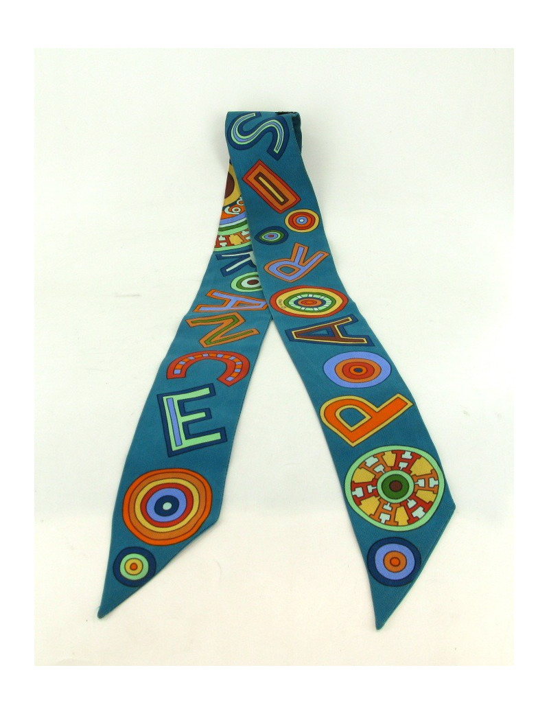 Twilly Hermès "24 fbg" en soie vert émeraude