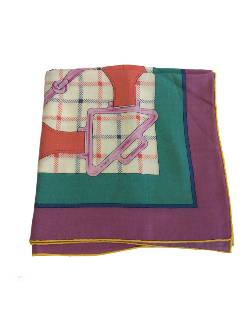 HERMES shawl Sellier in cashmere and silk