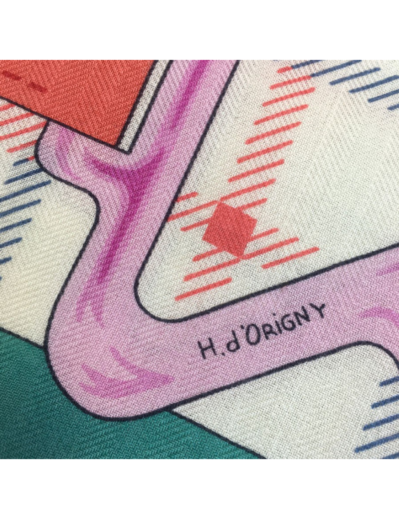 HERMES shawl Sellier in cashmere and silk