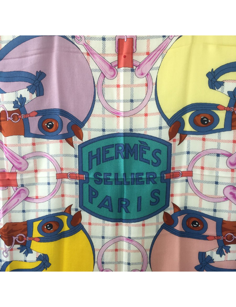 HERMES shawl Sellier in cashmere and silk