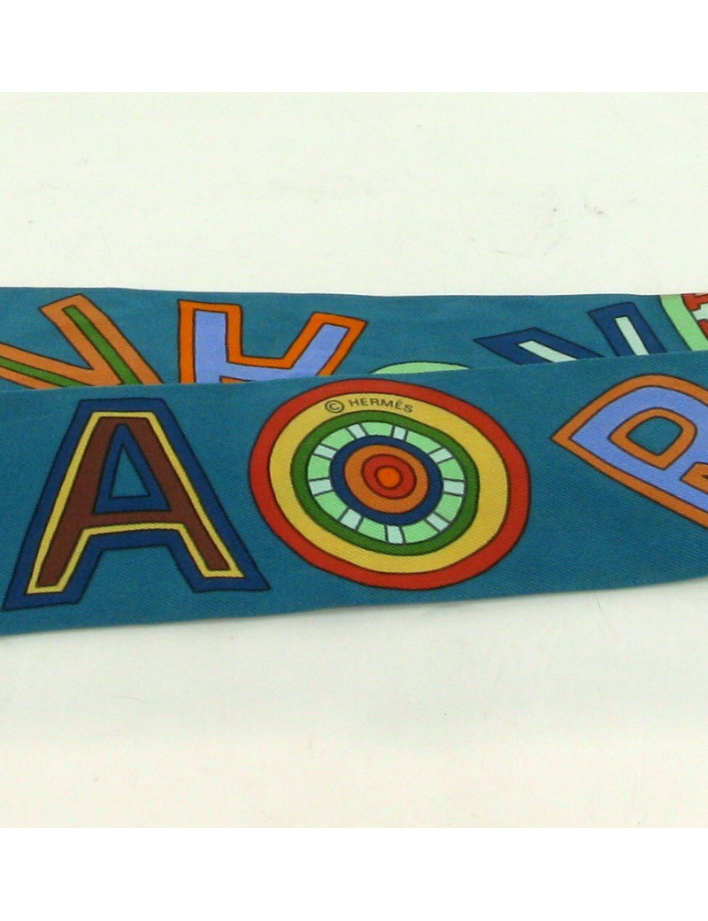 Twilly Hermès "24 fbg" en soie vert émeraude