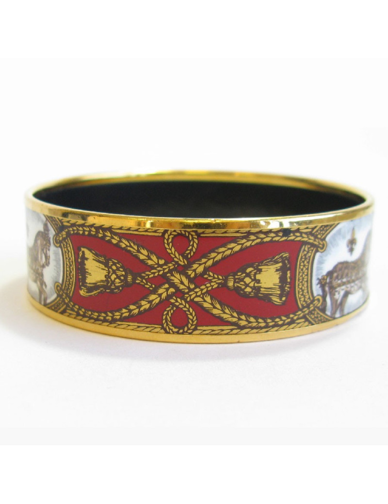 Bracelet HERMES en émail rouge et métal doré