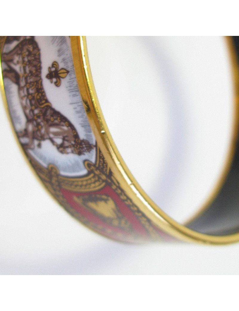 Bracelet HERMES en émail rouge et métal doré