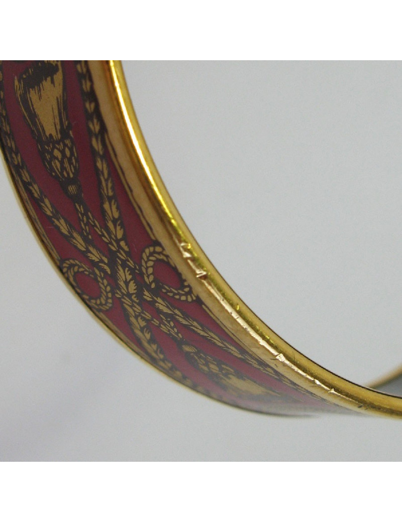 Bracelet HERMES en émail rouge et métal doré