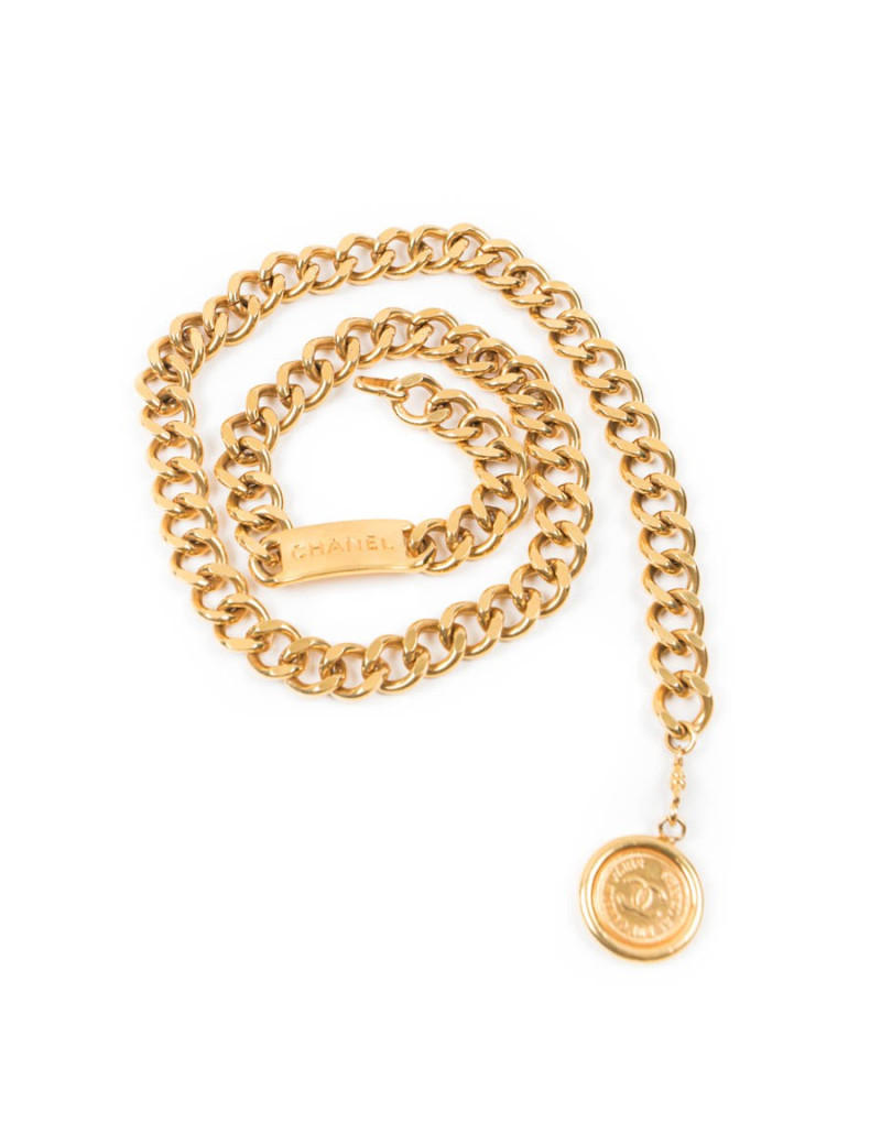 Ceinture CHANEL vintage T85 en chaîne dorée