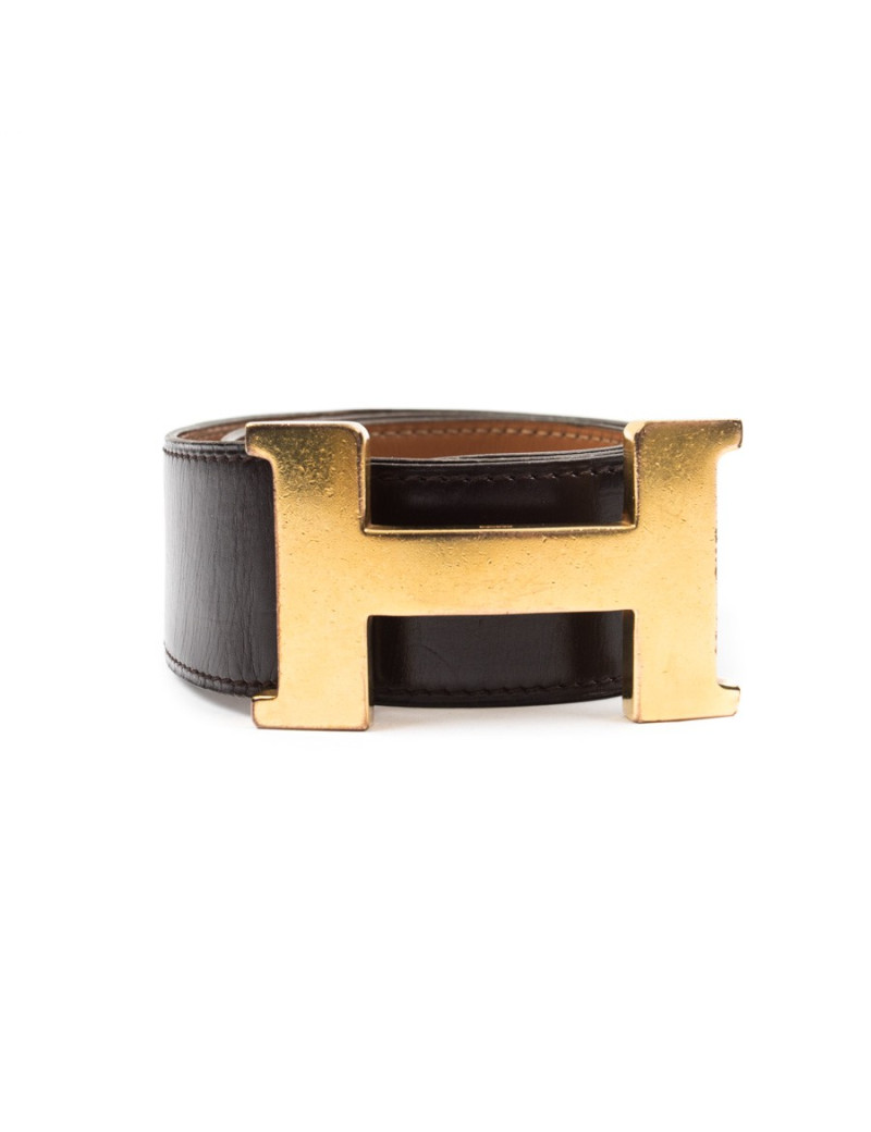 Ceinture HERMES  en cuir box marron Vintage