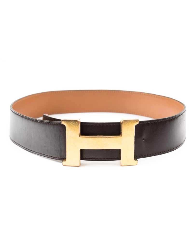 Ceinture HERMES  en cuir box marron Vintage
