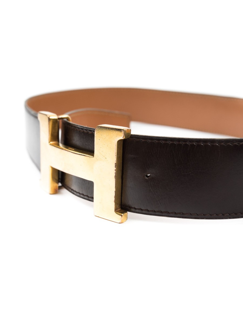 Ceinture HERMES  en cuir box marron Vintage